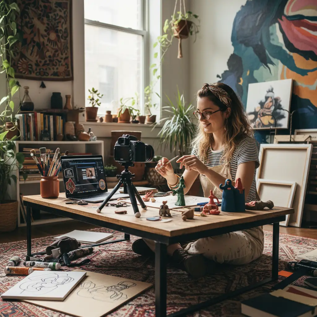 Woman working in a studio.